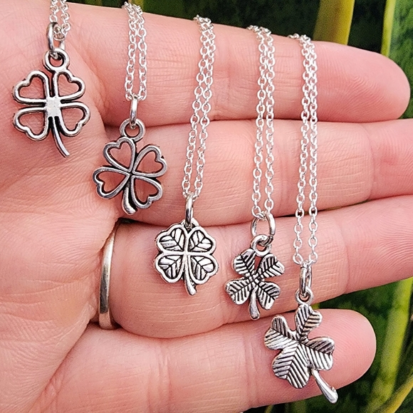 Dainty 4 Leaf Clover 925 Silver Necklace St Patricks Day Irish Shamrock Pendant - Picture 8 of 16